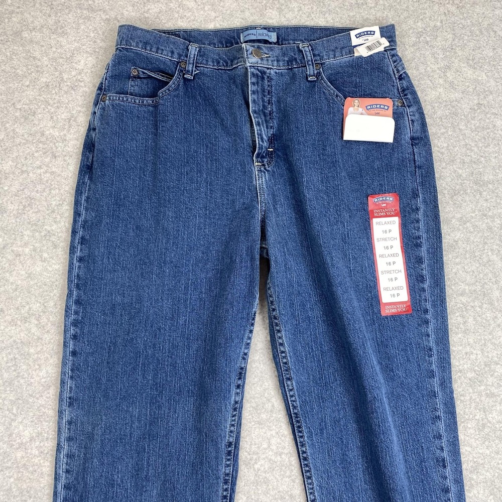 Riders By Lee Jeans Womens 14 L (33x35) Blue High Rise Relaxed Straight Stretch